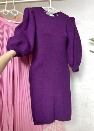 Шикарное люкс платье zara трикотажное с объёмными рукавами3 фото