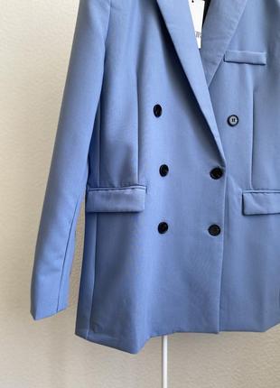 Блакитний жакет піджак двобортний / голубой пиджак двубортный жакет6 фото