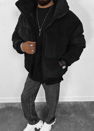 Мужская вельветора куртка черная &lt;unk&gt; теплые зимние куртки пуховики4 фото
