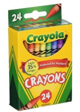 Crayola crayons. классические мелки, восковые цветные карандаши 35% longer 24 шт.