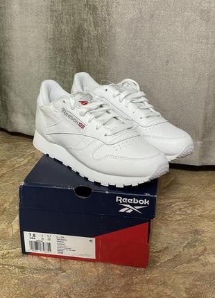 Кроссовки reebok classic белые кожаные4 фото