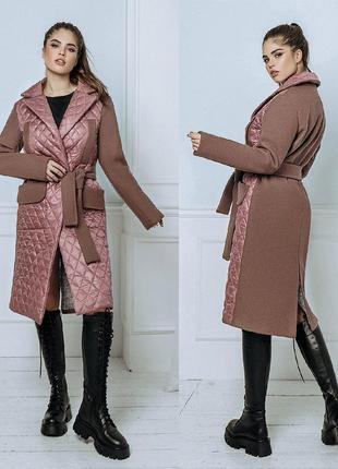 Женское тёплое пальто 4066 "плащёвка кашемир запах" в расцветках6 фото