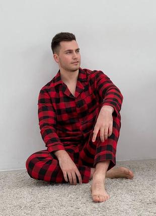 Мужская фланелевая  пижама, мужской домашний костюм