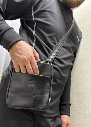 Чоловіча шкіряна сумка через плече. сумка месенжер. мужская сумка кожа италия8 фото