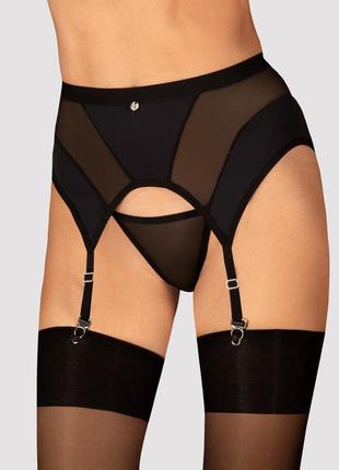 Chic amoria garter belt obsessive  класичний чорний пояс для панчіх без мережива