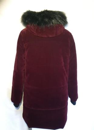 Женская бордовая  велюровая куртка со съемным искусственным мехом. осенняя, весенняя, зимняя.10 фото