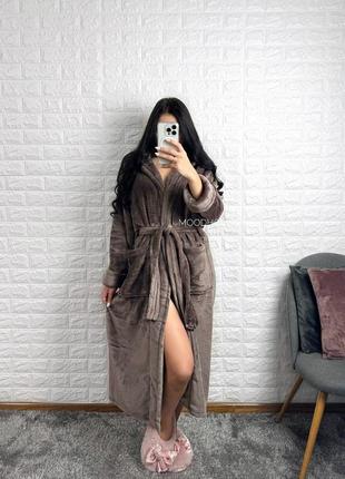 Халат жіночий плюшевий довгий