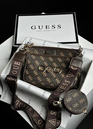 Сумка guess pochette multi brown