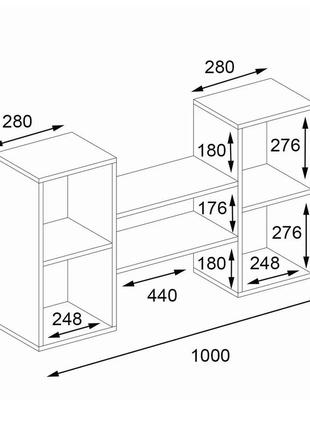 Навісна полиця для книг та декору m-11 венге темний-білий2 фото