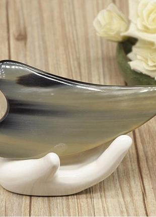 Массажер по рогу гуа ша "лист светлое" , массажер для лица, массажер гуа ша, массажер рог