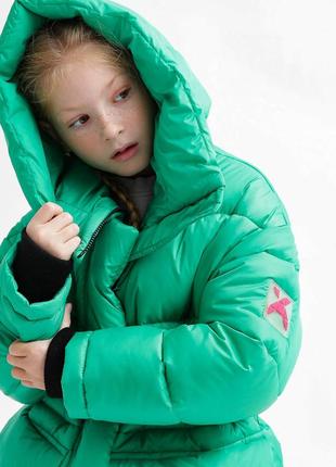 Пуховая куртка для девочек зеленая &lt;unk&gt; 750864 фото