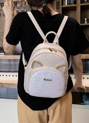 Качественный женский городской рюкзак с блестками ушками | женский мини рюкзачок с длинными ушами черный белый