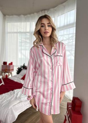 Женская рубашка для дома 💗 сатиновая пижама 💗 домашня сорочка 🌸 одежда для дома 💗 подарок на новый год 🌸2 фото