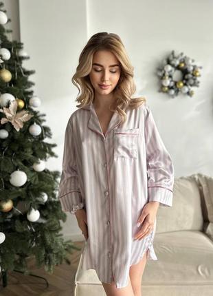 Женская рубашка для дома 💗 сатиновая пижама 💗 домашня сорочка 🌸 одежда для дома 💗 подарок на новый год 🌸8 фото