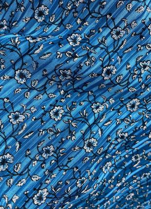 Платье футболка яркого голубого цвета принт мильфлер, ткань жатка8 фото