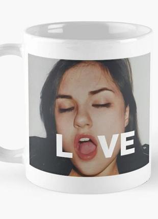 Чашка керамическая кружка с принтом love sasha grey саша грей белая 330 мл