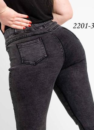 Удобные теплые утепленные джегинсы/джинсы на байке больших размеров 54-58 размеры серые3 фото