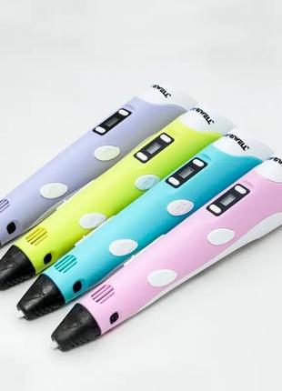 Дитяча 3d-ручка для малювання і створення об'ємних моделей 3dpen-3 з дисплеєм + трафарети + 10 м пластику2 фото