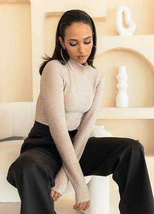 Стильный трикотажный базовый гольф с люрексом 42-52 размеры разные цвета бежевый