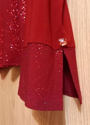 Блуза трикотажная тёмно красная с люрексом7 фото