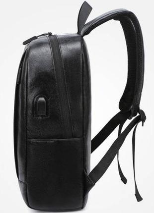 Класичний чоловічий рюкзак міський чорний еко шкіра7 фото