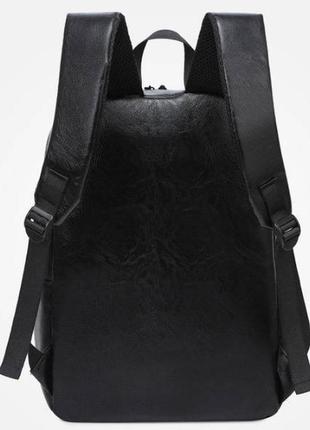Класичний чоловічий рюкзак міський чорний еко шкіра5 фото