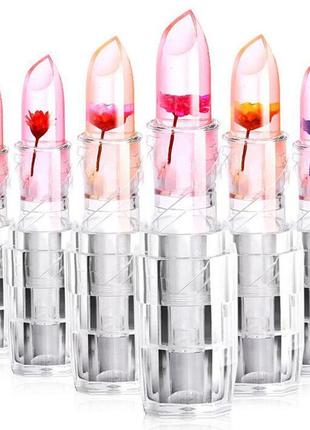 Губная помада-желе с цветком внутри crystal jelly lipstick водостойкая, увлажняющая