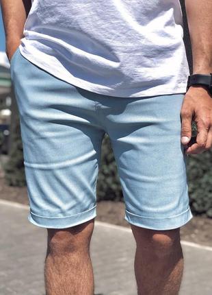 Мужские стильные качественные джинсовые шорты голубые
