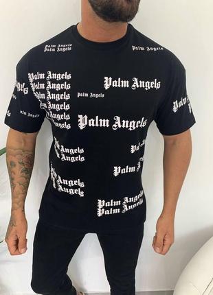 Чоловіча стильна футболка оверсайз paim angеїs чорна