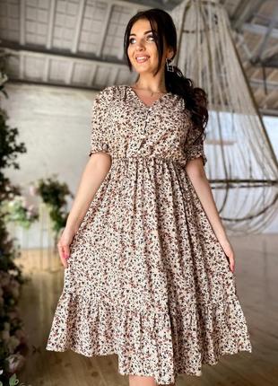 Батальное платье с цветочным принтом 41556 в разных расцветках7 фото