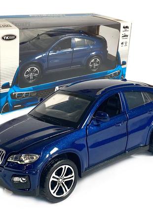 Игрушечная машинка металлическая bmw x6 автоексперт бмв х6 джип, синий, звук, свет, иннерция, откр. двери,