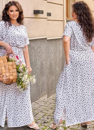 Платье летнее длинное с принтом 15483 "цветы"