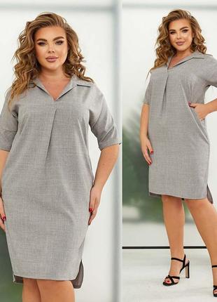 Сукня-сорочка лляна 094-2 сірий