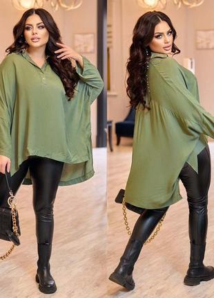 Жіноча сорочка-туніка до батальних розмірів 1001 "штапель розрізи" в кольорах