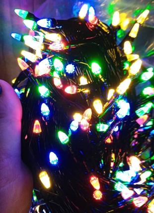 Гирлянда светодиодная новогодняя цветная 300 led 15 м | гирлянда электрическая| новорічна гірлянда|3 фото
