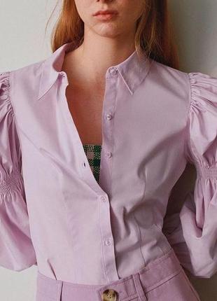 Блузка, рубашка зара zara с объёмными рукавами воланами4 фото