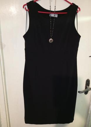 Стрейч,элегантное,офисное,чёрное платье-футляр с разрезом,большого размера,сербия,wallis1 фото