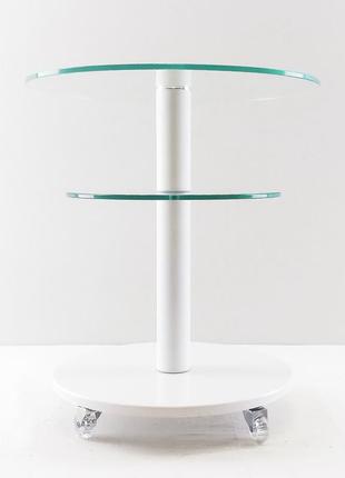 Стеклянный стол круглый commus bravo light425 k clear-white-wtm604 фото