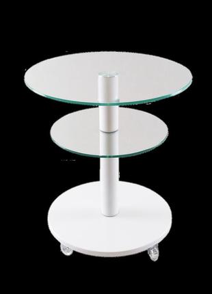 Стекляний стіл круглий commus bravo light425 k clear-white-wtm60