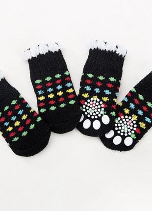 Шкарпетки для собак pet style "горошок" чорні