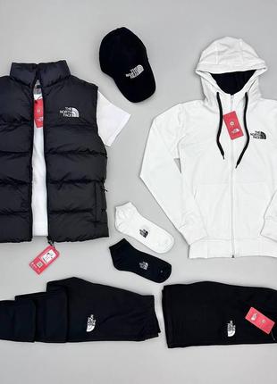 Спортивний комплект 8в1 the north face жилет-кофта-штани-футболка-шорти-кепка