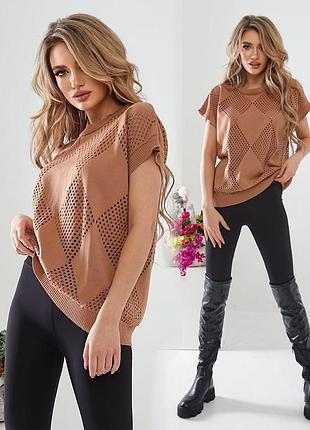 Кофточка ажурна в'язана 108 "ромби" в різних кольорах