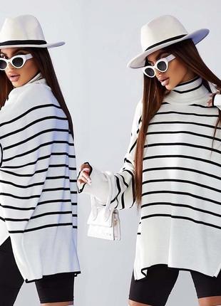 Свитер-туника вязаный в полоску 5012 в разных расцветках