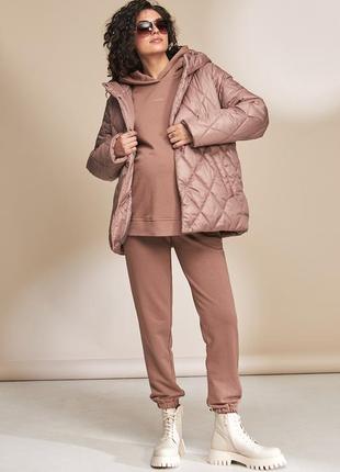 Модна стьобана куртка оверсайз для вагітних з розширювальною вставкою з боків, розмір s, m, l, xl2 фото