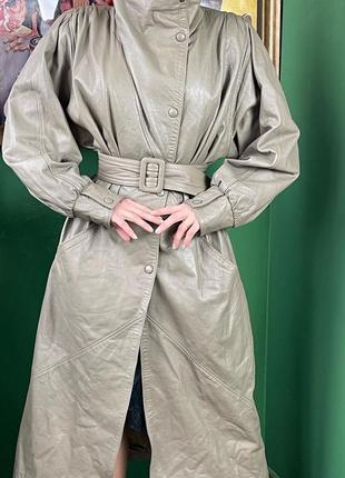 Роскошное винтажное длинное пальто из натуральной кожи2 фото