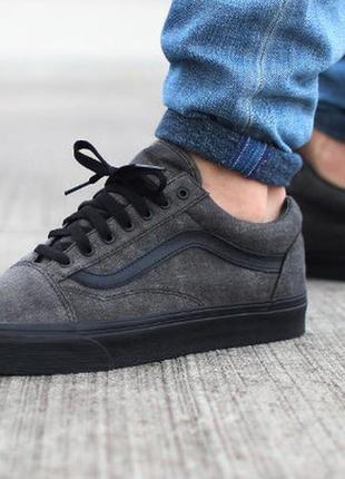 Кеды мужские vans old skool washed серые (ванс олд скул вансы, мужская обувь, венс, венсы)2 фото