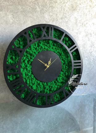 Годинник з мохом, годинник 80 см, стабілізований мох преміум2 фото