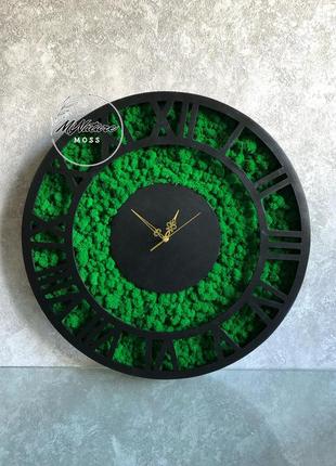 Годинник з мохом, годинник 80 см, стабілізований мох преміум