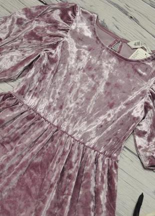 2-4/4-6/6-8 р h&amp;m новое фирменное нарядное велюровое бархатное платье платье с рукавами фонариками6 фото