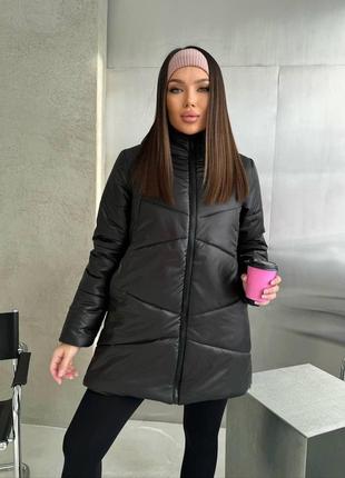 Женская зимняя куртка средней длины с капюшоном6 фото